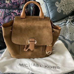 Suede tan backpack